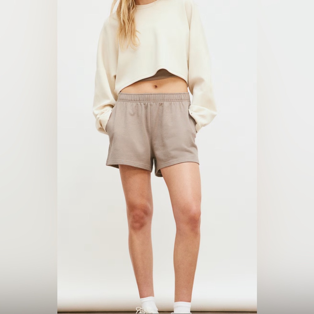 Tan sweatpants shorts